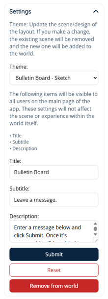 App - Bulletin Board - Admin Settings