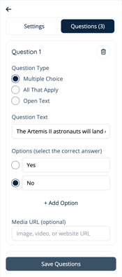 App - Quiz Race - Settings - Multiple Choice