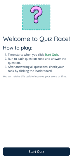 App - Quiz Race - Start - Non admin