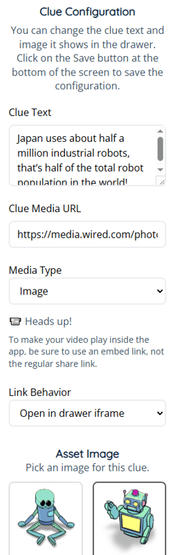 App - Scavenger Hunt - Drawer - Admin - Clue Config