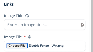 Asset Selection Menu - Configuration - Links - Add Image Information