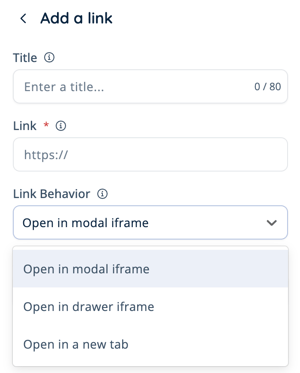 Asset Selection Menu - Configuration - Links - Link Information