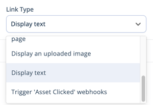 Asset Selection Menu - Configuration - Links - Link Type - Display Text