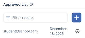 Asset Selection Menu - Configuration - Zones - Approved List Entry