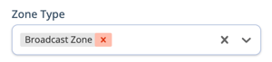 Asset Selection Menu - Configuration - Zones - Zone Type - Broadcast Zone Remove