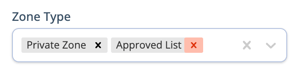 Asset Selection Menu - Configuration - Zones - Zone Type - Private Zone Approved List Remove