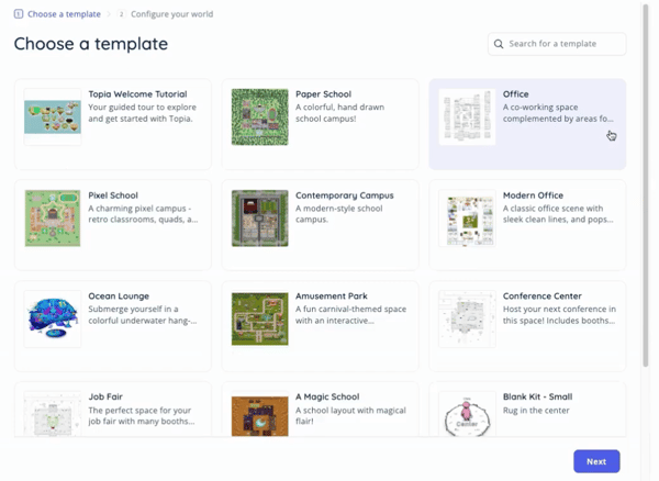 Canvas - Worlds - Create World - Template