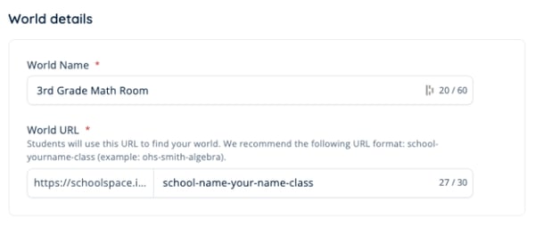 Canvas - Worlds - Create World - World Details