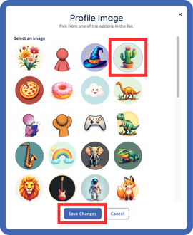 Dashboard - Profile Image Choice & Save - Highlight - Frame