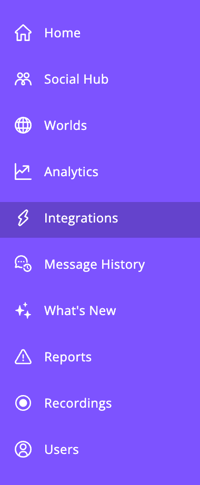 Dashboard - Sidebar - Integrations
