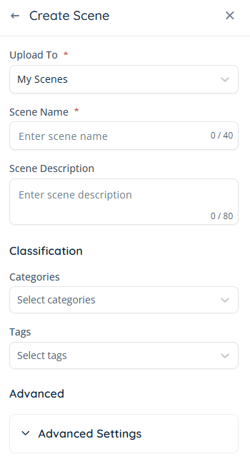 Scene Library - Side Drawer - Create Scene