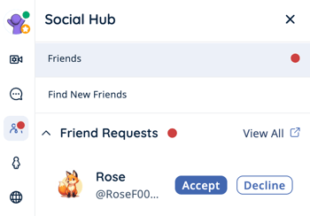Sidebar - Social Hub - New Friend Request
