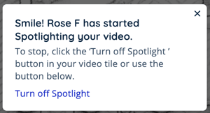 Toast Notification - Spotlight Active - Started by another user