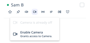 Users Menu - Current Users tab - Camera Access - Enable
