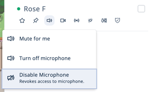 Users Menu - Current Users tab - Microphone Access - Disable