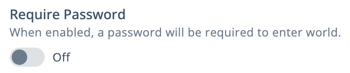 World Settings - Authentication - Password Off