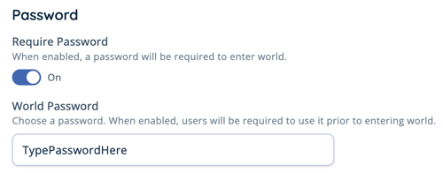 World Settings - Authentication - Password